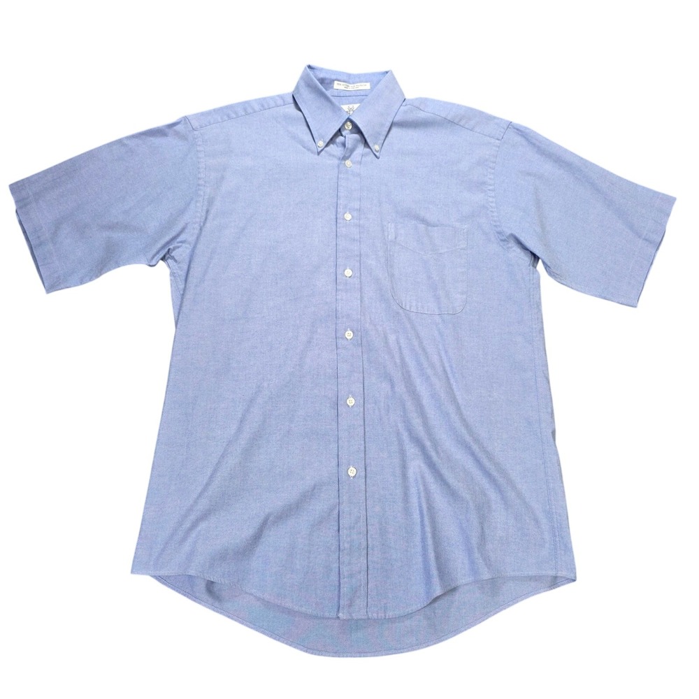 Vintage Enro Ultra Oxford Button Down Shirt Men's 15.5 Light Blue Short Sleeve